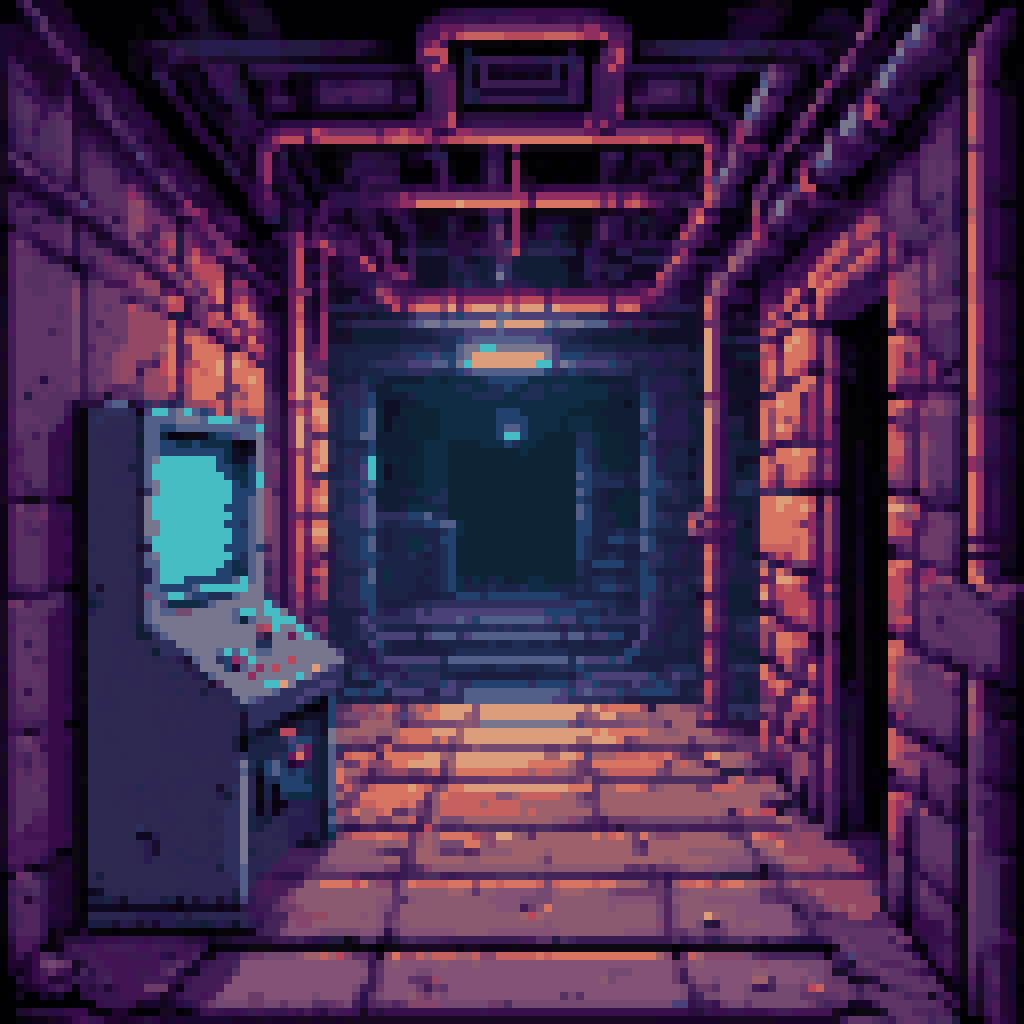 Ghost plugin DRIFT in sub-basement, silver knob face, empty modulation matrix glowing faint, dark narrow corridors