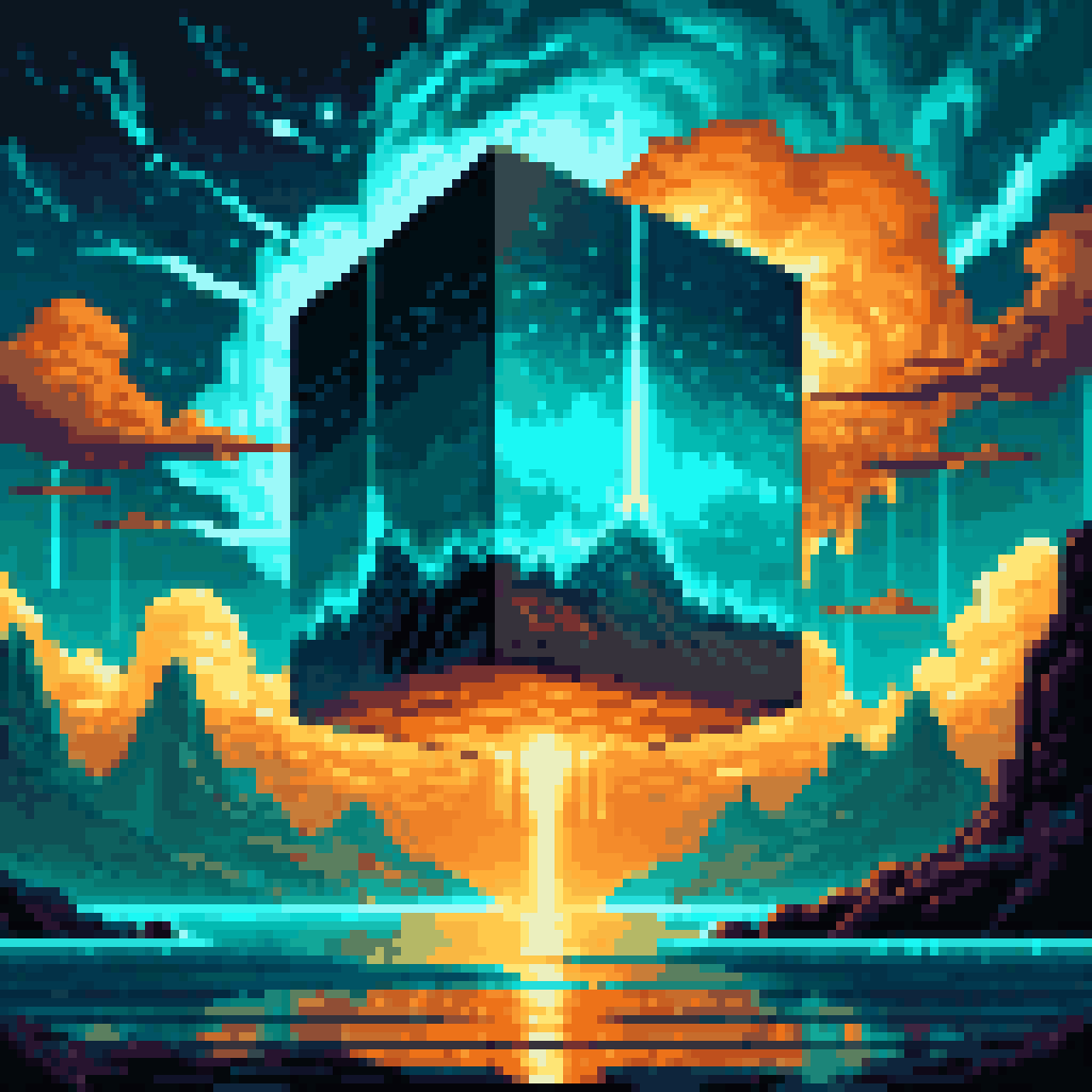 each face a different sky pixel art 8-bit retro