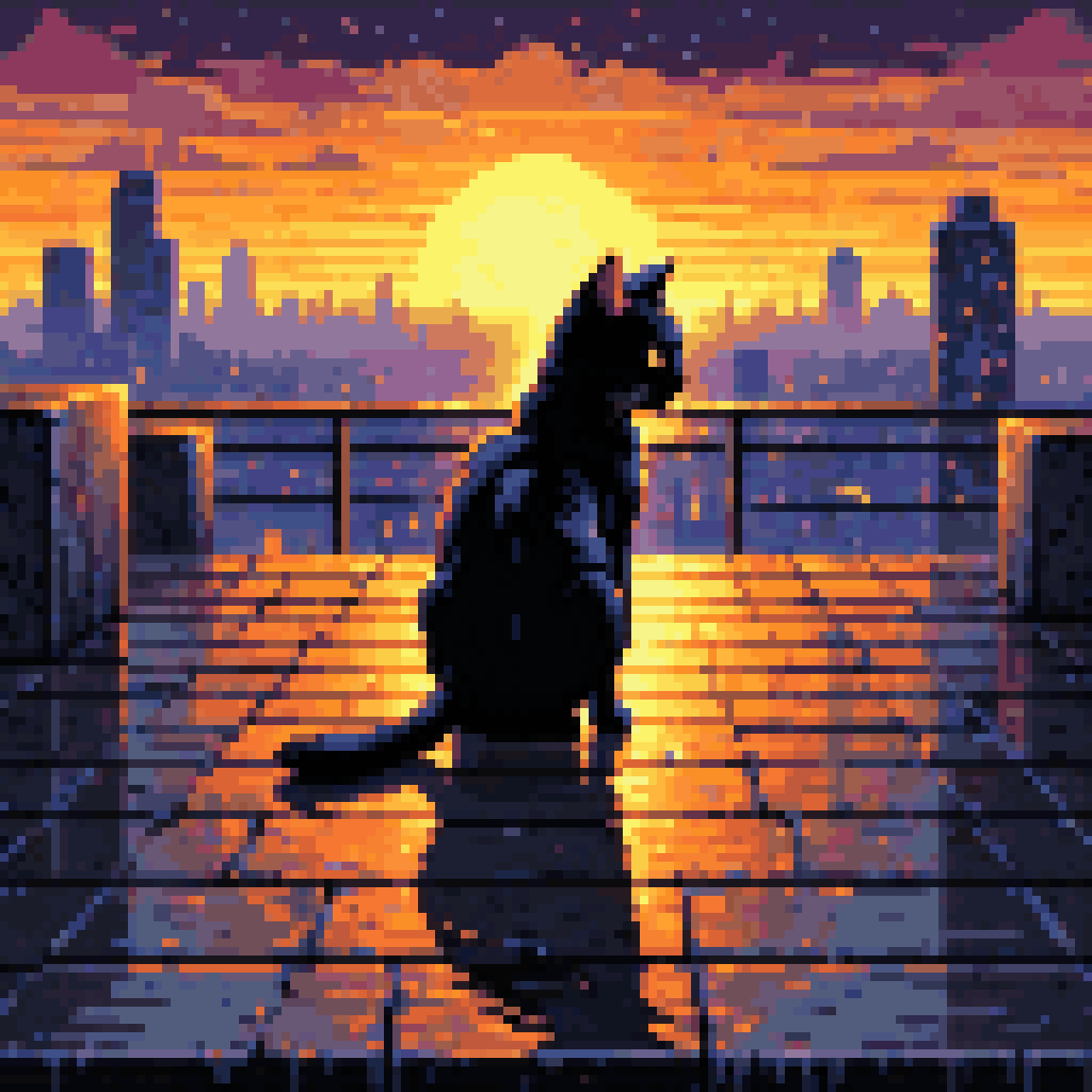 each face a different sky pixel art 8-bit retro