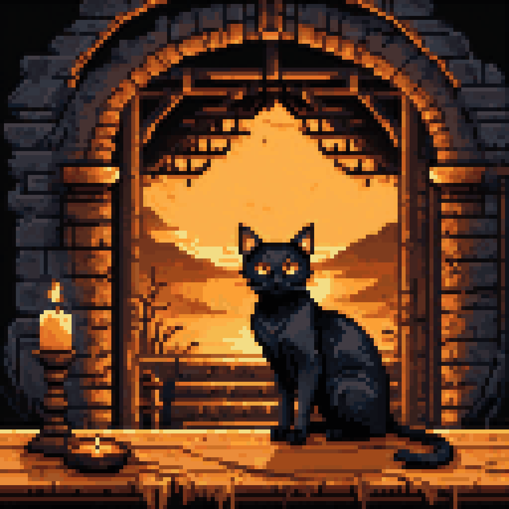 the door the decimal chose pixel art 8-bit retro