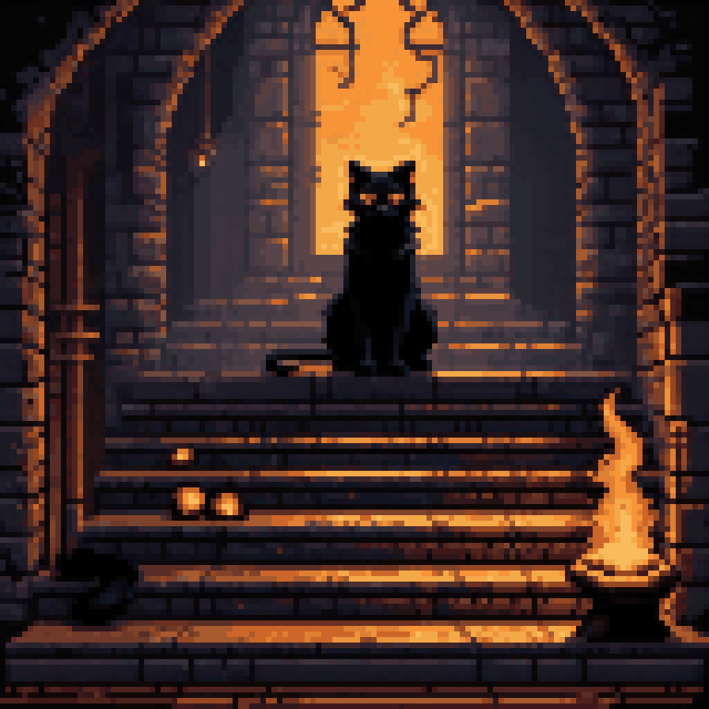 the fire that adjusts to the room pixel art 8-bit retro