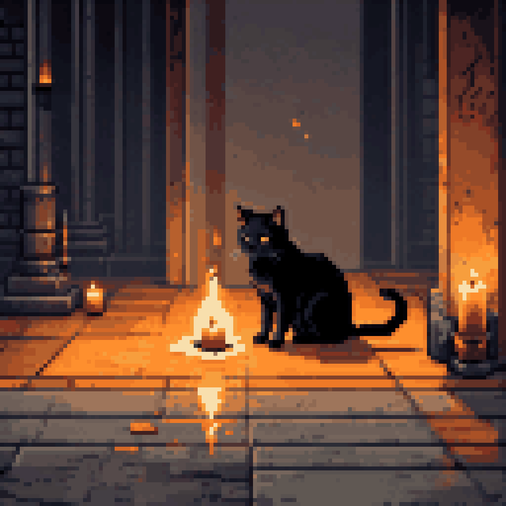 the fire that adjusts to the room pixel art 8-bit retro