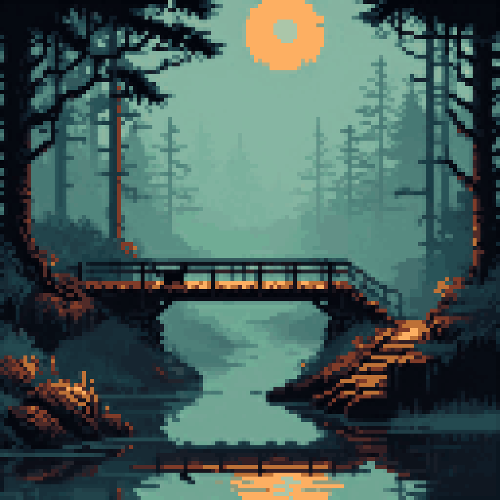 the bridge i am not allowed to cross pixel art 8-bit retro