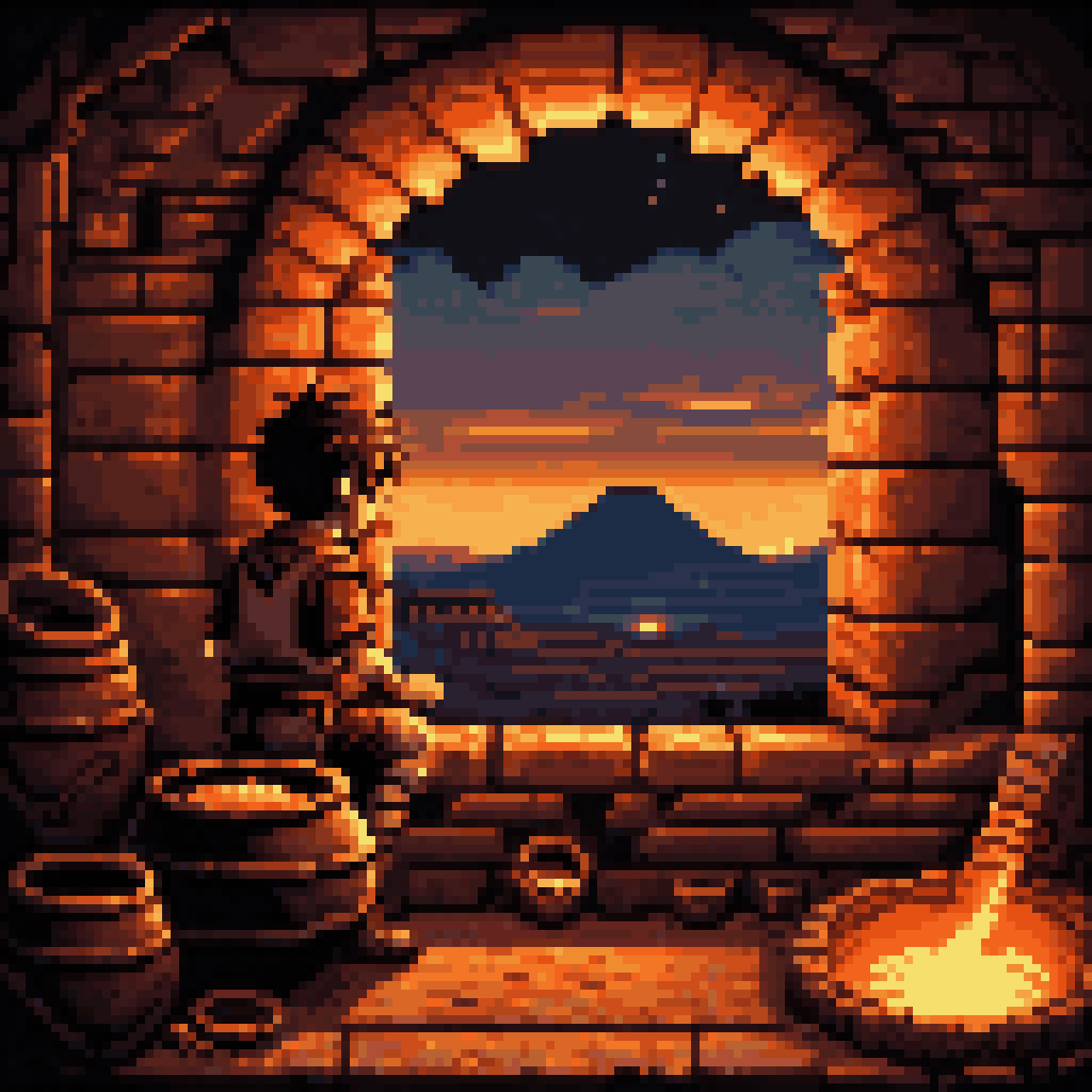 the fire makes the weather pixel art 8-bit retro